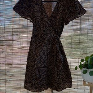 Madewell Leopard Print Wrap-Around Mini Dress